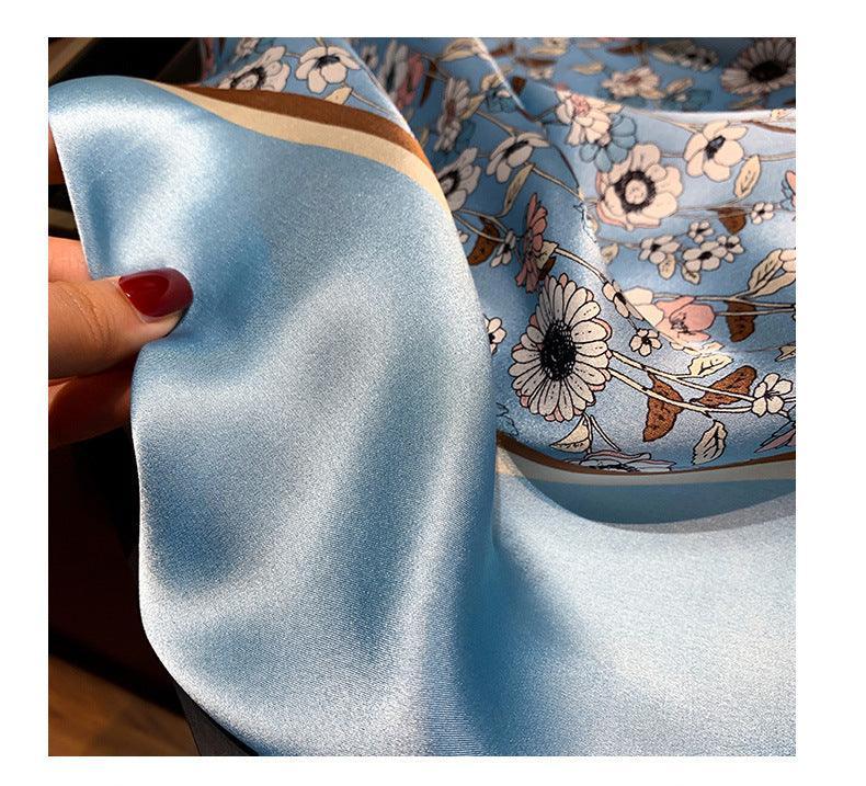 Colorblocking Daisies 100% mulberry Silk Scarf/Silk head scarf/Silk hair scarf/Silk neck scarf/Mother's Day Gifts/Bag Accessory/Gift for her