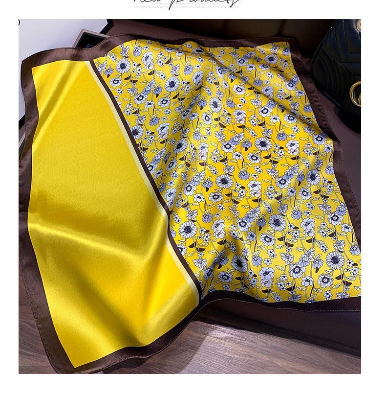 Colorblocking Daisies 100% mulberry Silk Scarf/Silk head scarf/Silk hair scarf/Silk neck scarf/Mother's Day Gifts/Bag Accessory/Gift for her