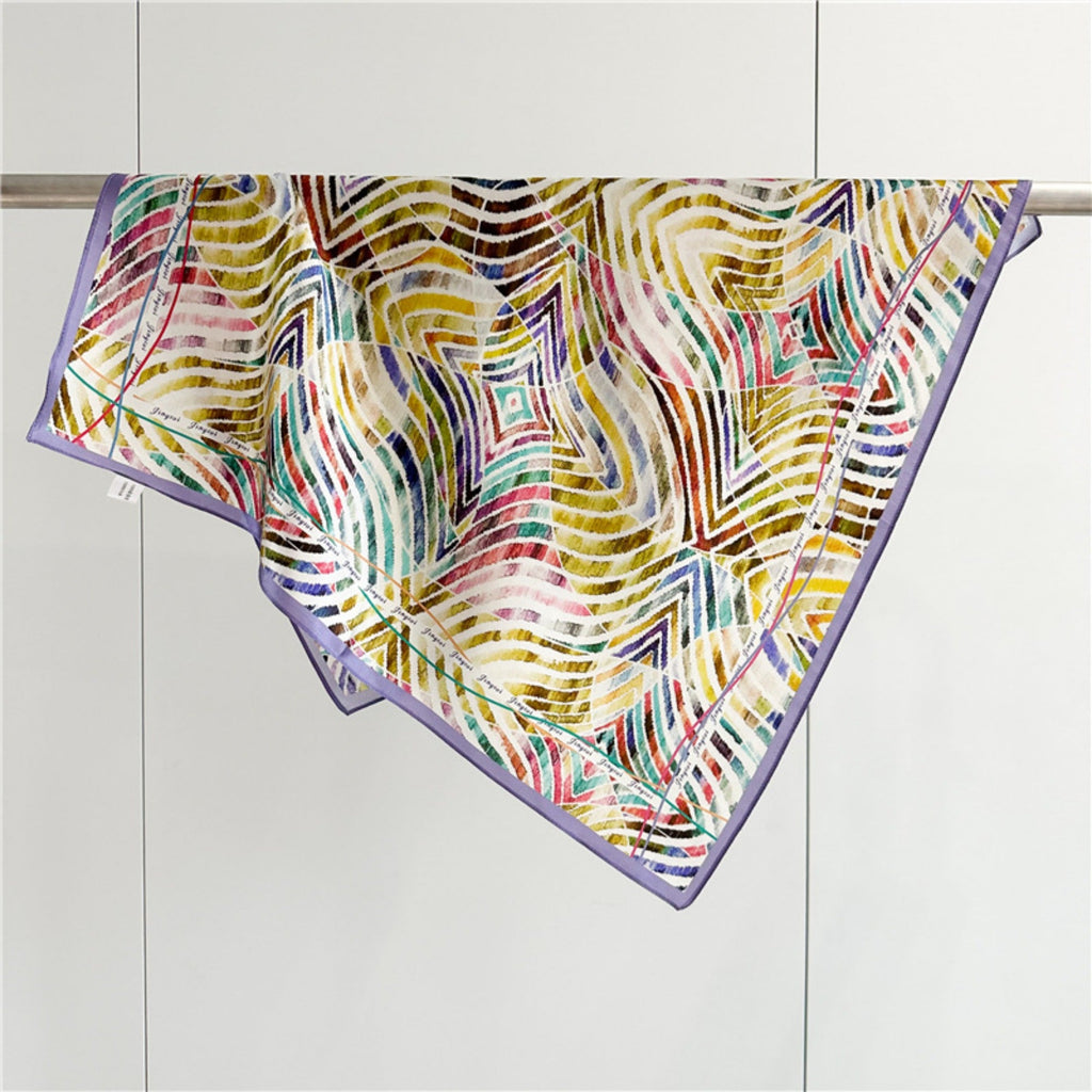 Color Splash 100% Mulberry Silk Scarf | 26'' Vibrant Artistic Square Scarf