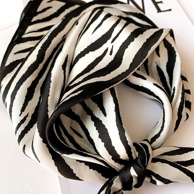 Zebra stripes 100% mulberry Silk Scarf/Silk head scarf/Silk hair scarf/Silk neck scarf/Mother's Day Gifts/Bag Accessory/Gift for her