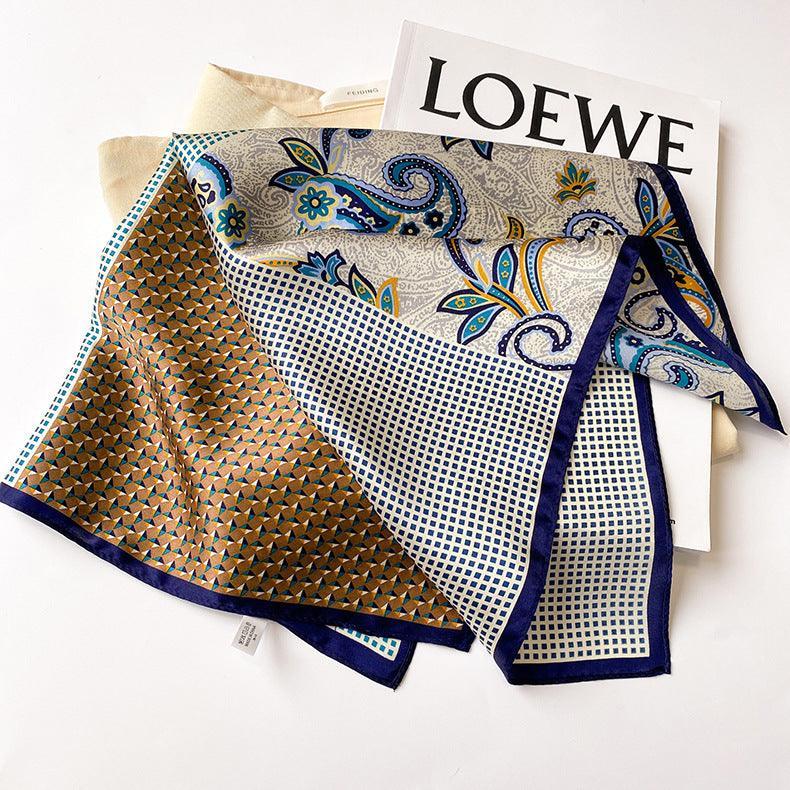 Polka Dot Paisley Pattern Patchwork silk scarf/100% mulberry Silk Scarf/Silk head scarf/Silk hair scarf/Silk neck scarf/Silk bandana/Bag Accessory