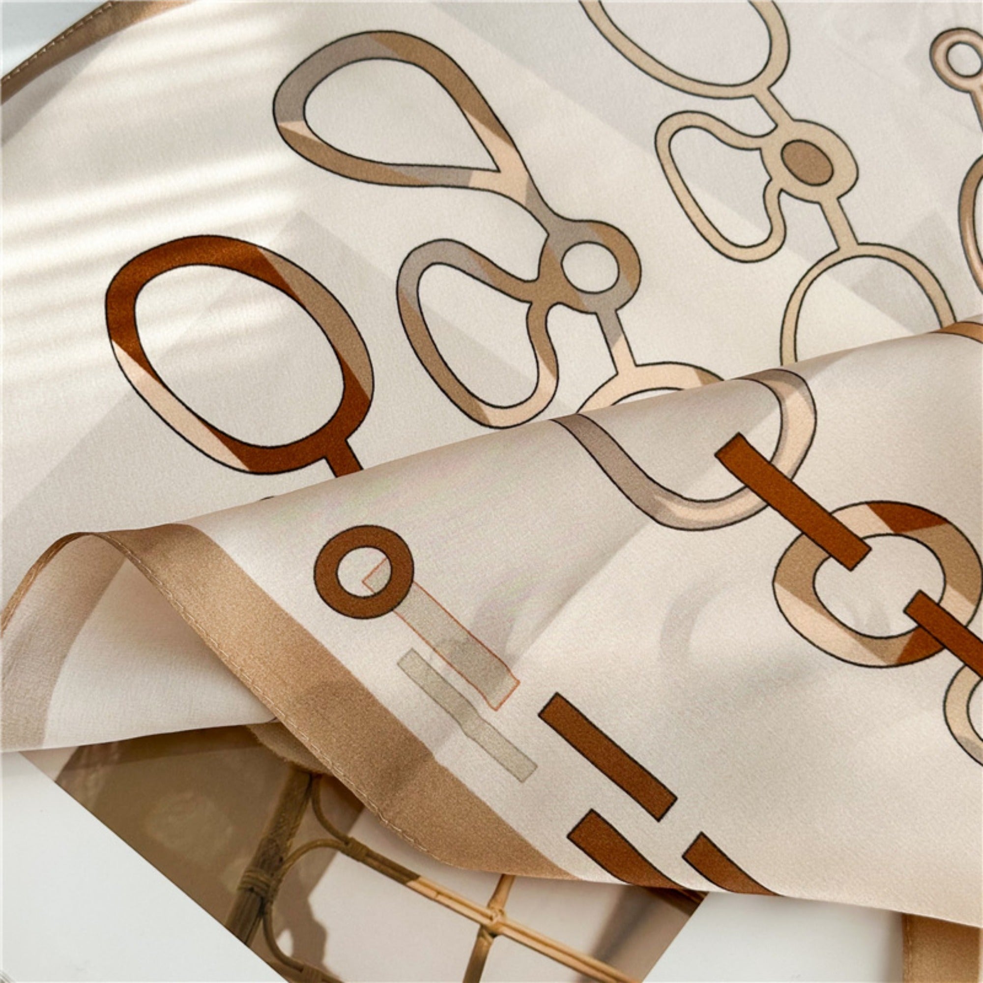 26'' Minimalist Green Lock Mulberry Silk Scarf – Simple & Elegant Square Silk Shawl for Women, Modern Chic Accessory