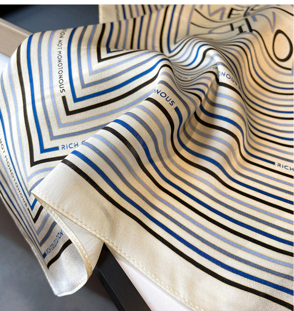 Minimalist Stripe 100% mulberry Silk Scarf/Silk head scarf/Silk hair scarf/Silk neck scarf/Mother's Day Gifts/Bag Accessory/Gift for her