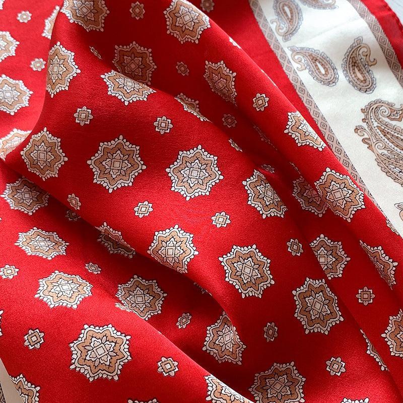 Bohemian gem green 100% mulberry Silk Scarf/Silk head scarf/Silk hair scarf/Silk neck scarf/Mother's Day Gifts/Bag Accessory/Gift for her