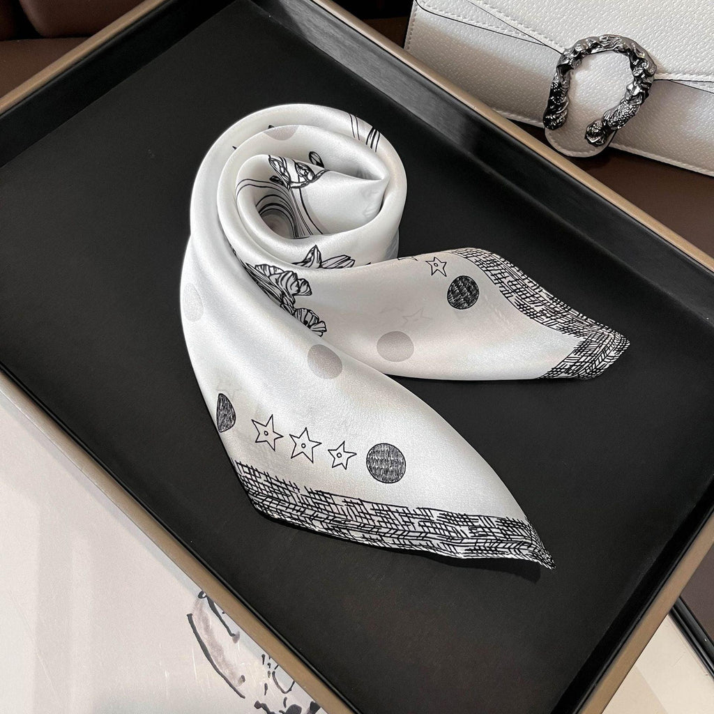 Elegant hand-painted floral silk scarf/100% Mulberry silk scarf/Gift for mom