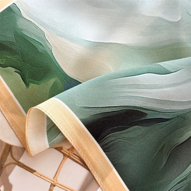 26'' Oil Painting Peony Mulberry Silk Scarf – Elegant Floral Square Silk Shawl for Women, Artistic & Timeless Accessory