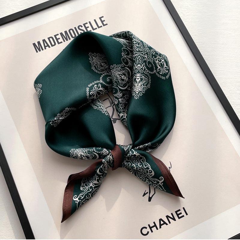 Vintage Hand Painted Totems 100% mulberry Silk Scarf/Silk head scarf/Silk hair scarf/Silk neck scarf/Mother's Day Gifts/Bag Accessory/Gift for her