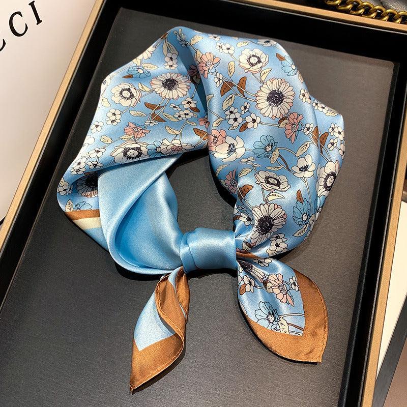 Colorblocking Daisies 100% mulberry Silk Scarf/Silk head scarf/Silk hair scarf/Silk neck scarf/Mother's Day Gifts/Bag Accessory/Gift for her