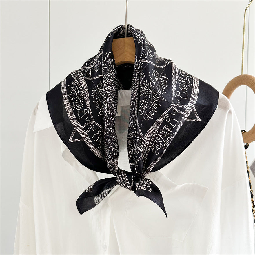 65cm Tree of Life Mulberry Silk Scarf – 12mmi Square Silk Shawl for Women, Elegant & Versatile Accessory