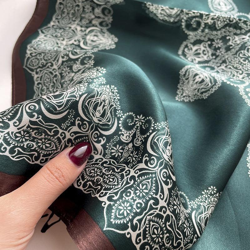 Vintage Hand Painted Totems 100% mulberry Silk Scarf/Silk head scarf/Silk hair scarf/Silk neck scarf/Mother's Day Gifts/Bag Accessory/Gift for her