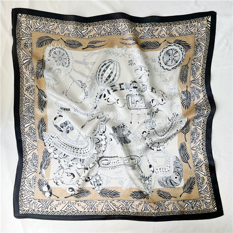 26'' Green Scepter Mulberry Silk Scarf – Elegant Square Silk Shawl for Women, Royal-Inspired Luxury Accessory