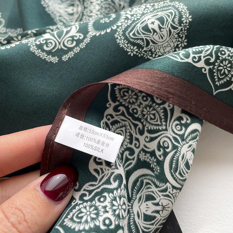 Vintage Hand Painted Totems 100% mulberry Silk Scarf/Silk head scarf/Silk hair scarf/Silk neck scarf/Mother's Day Gifts/Bag Accessory/Gift for her