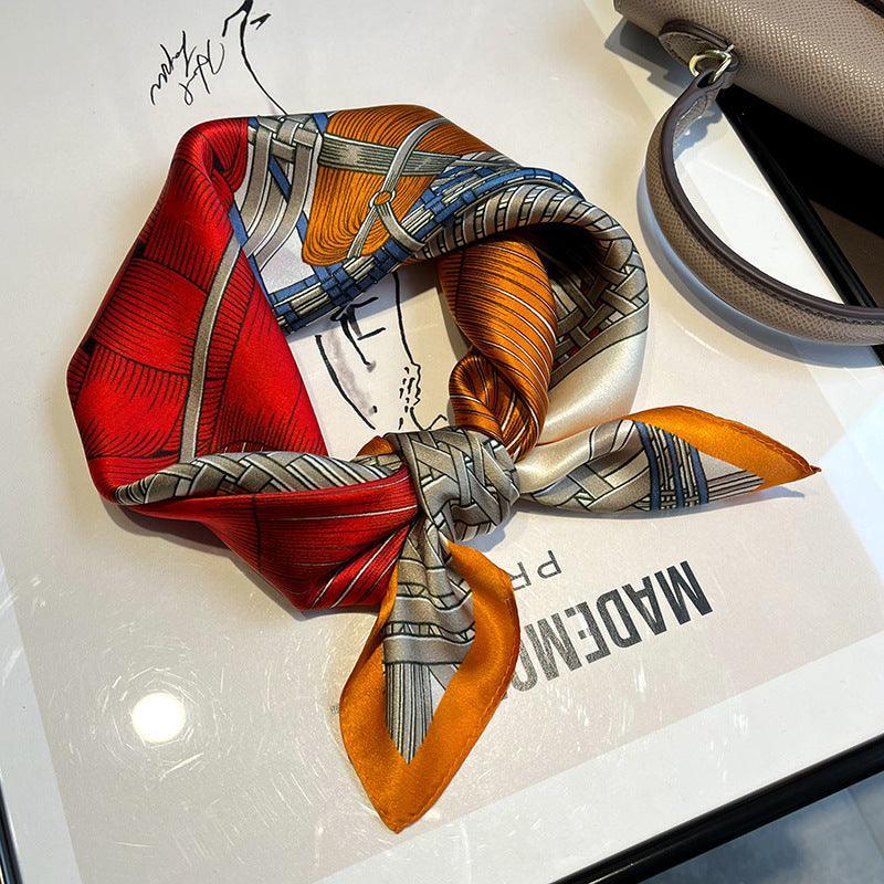 Knitting Horse Pattern 100% mulberry Silk Scarf/Silk head scarf/Silk hair scarf/Silk neck scarf/Mother's Day Gifts/Bag Accessory/Gift for her