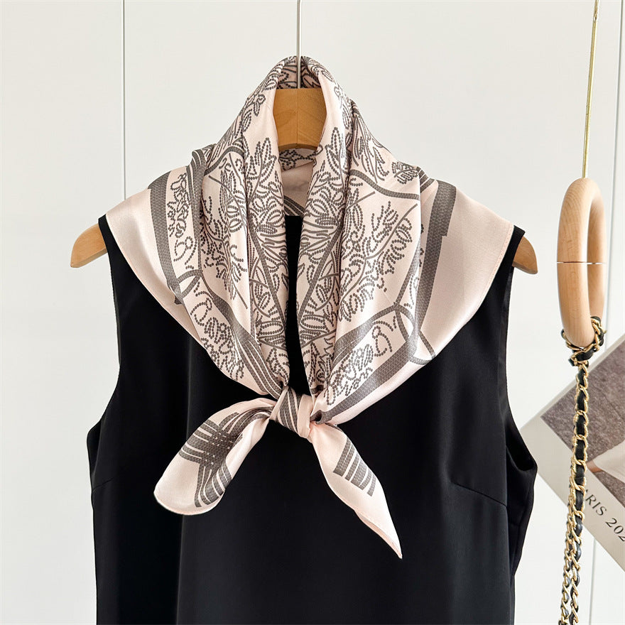 65cm Tree of Life Mulberry Silk Scarf – 12mmi Square Silk Shawl for Women, Elegant & Versatile Accessory