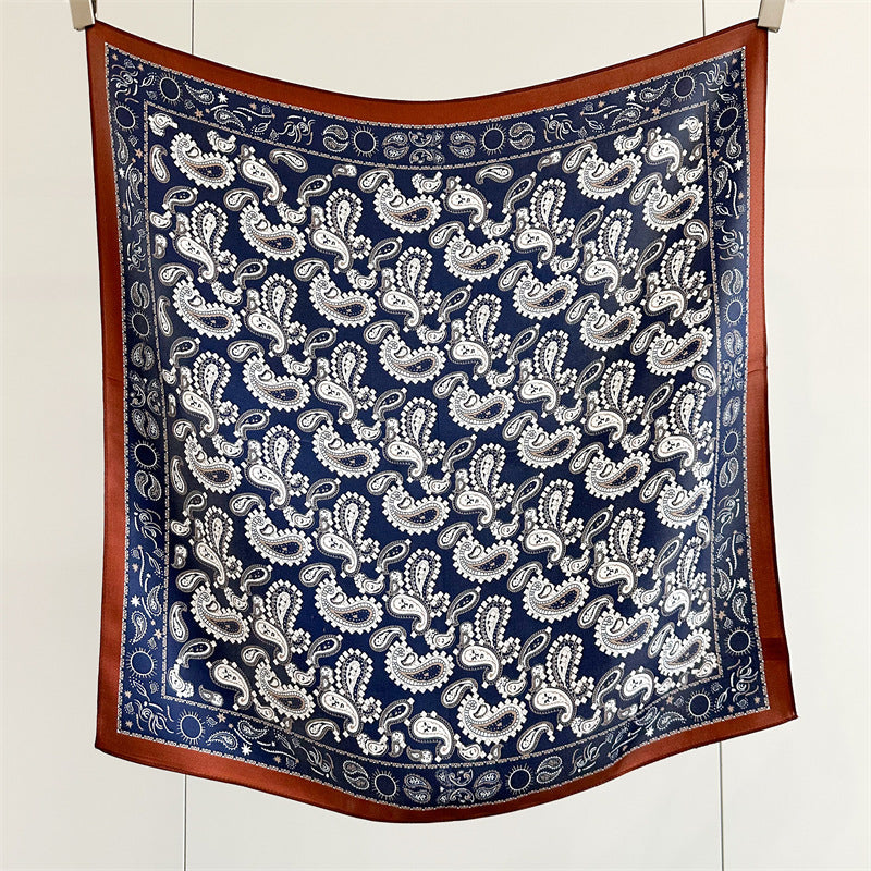 Double Crepe Silk Paisley Design Scarf 65cm Mulberry Silk Spring Summer Fashion Shawl