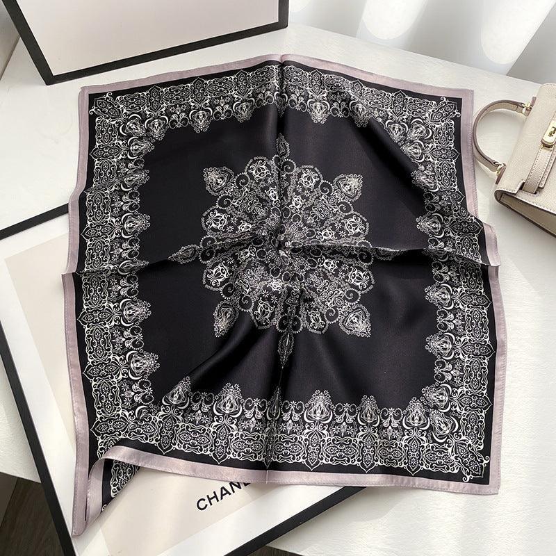 Vintage Hand Painted Totems 100% mulberry Silk Scarf/Silk head scarf/Silk hair scarf/Silk neck scarf/Mother's Day Gifts/Bag Accessory/Gift for her