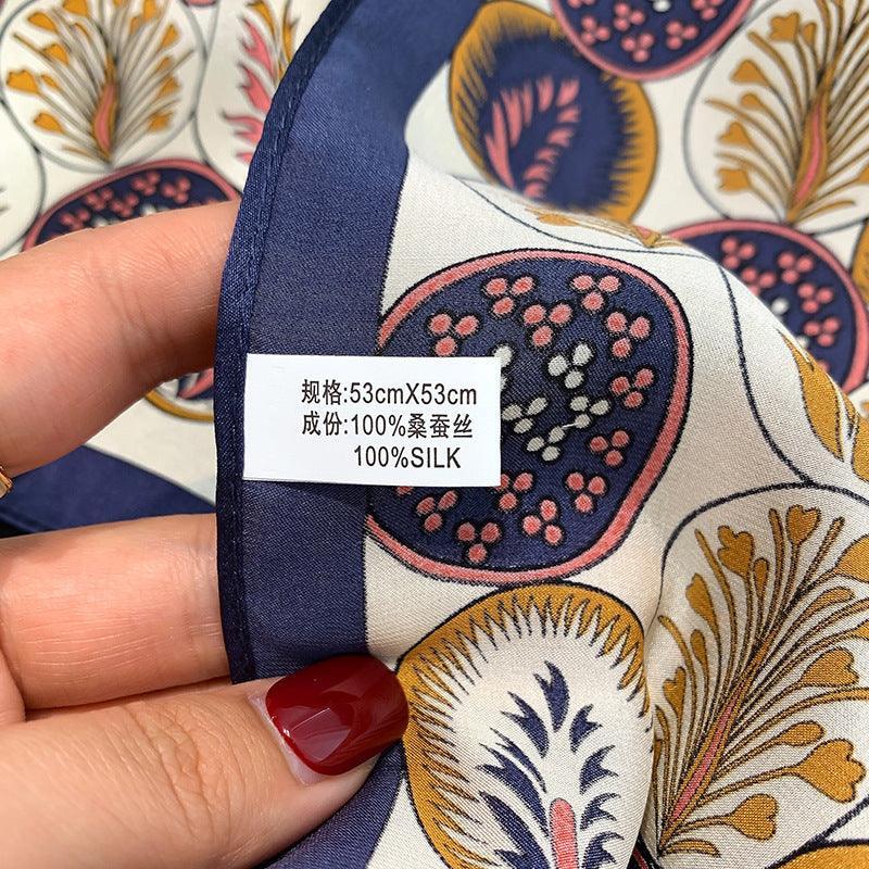 Botanical Floral Polka Dots 100% mulberry Silk Scarf/Silk head scarf/Silk hair scarf/Silk neck scarf/Mother's Day Gifts/Bag Accessory/Gift for her