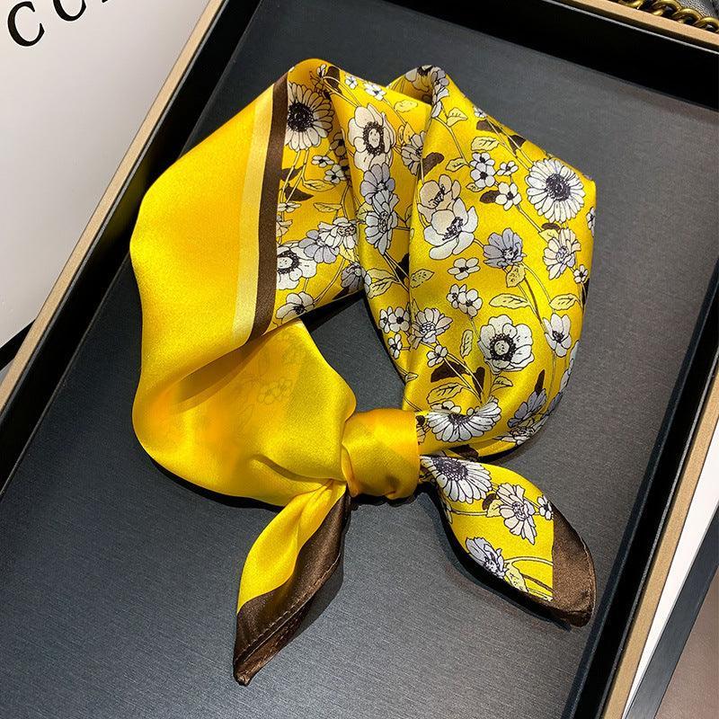 Colorblocking Daisies 100% mulberry Silk Scarf/Silk head scarf/Silk hair scarf/Silk neck scarf/Mother's Day Gifts/Bag Accessory/Gift for her