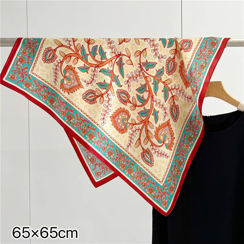 26'' Bright Paisley Mulberry Silk Scarf – Vibrant & Modern Square Silk Shawl for Women, Bold Paisley Pattern