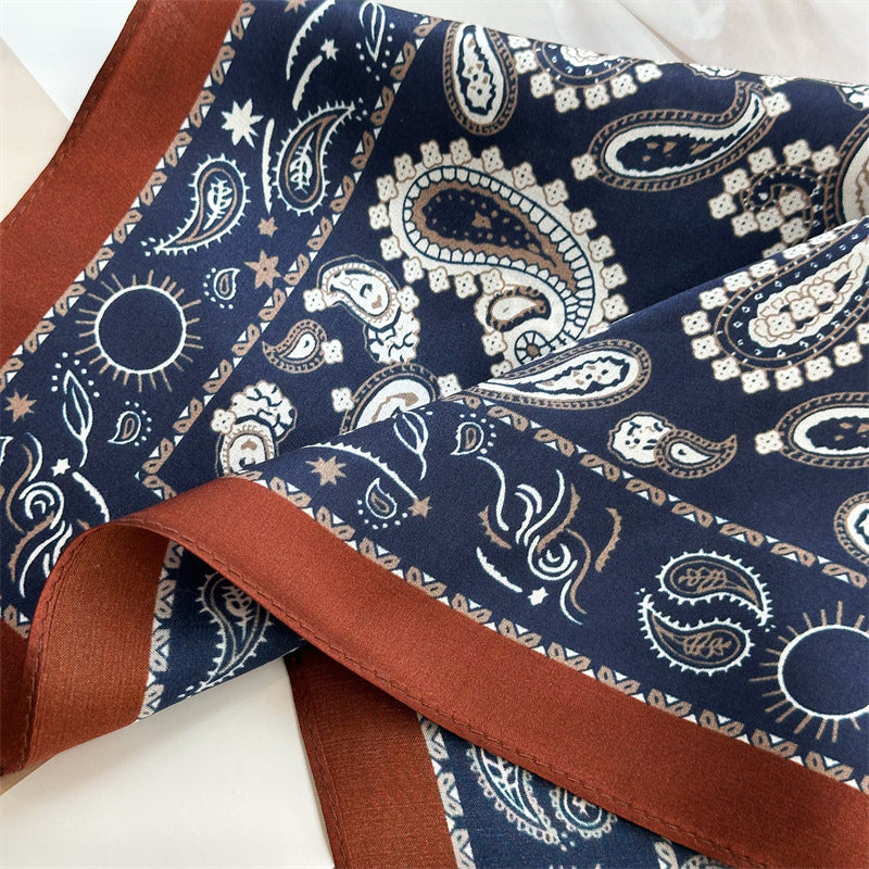 Double Crepe Silk Paisley Design Scarf 65cm Mulberry Silk Spring Summer Fashion Shawl