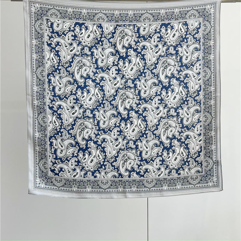 26'' Classic Full-Scale Paisley Mulberry Silk Scarf – Timeless Square Silk Shawl for Women, Elegant Vintage-Inspired Accessory