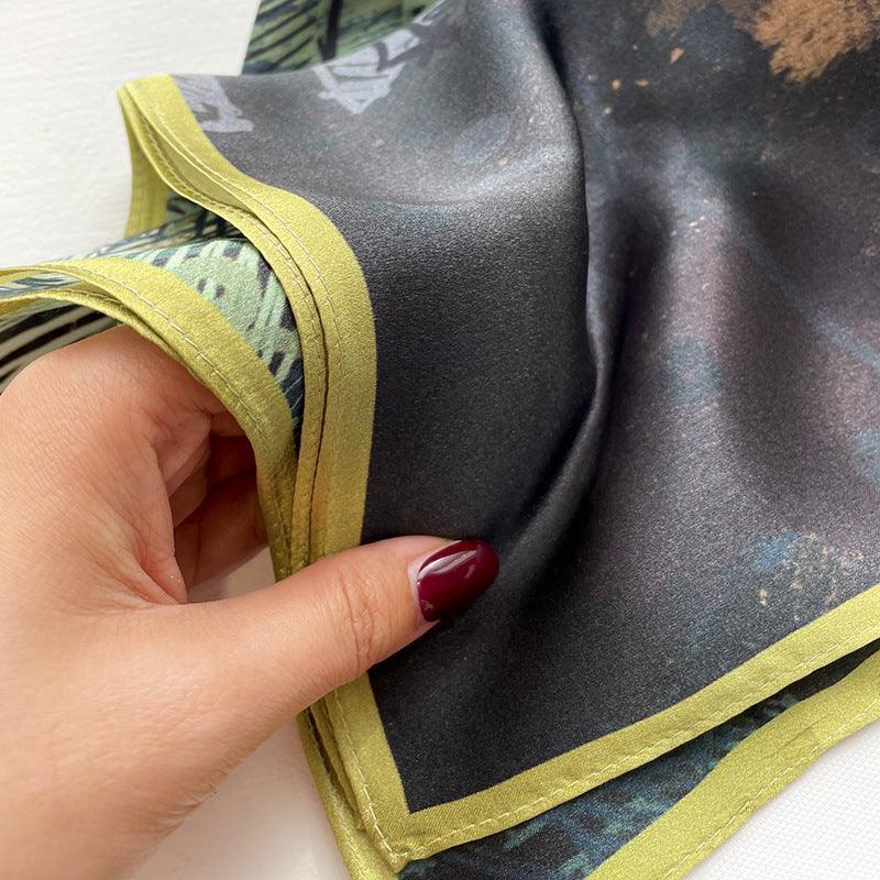 Checkered Graffiti 100% mulberry Silk Scarf/Silk head scarf/Silk hair scarf/Silk neck scarf/Mother's Day Gifts/Bag Accessory/Gift for her