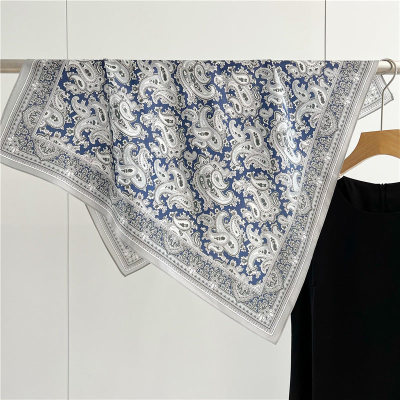 26'' Classic Full-Scale Paisley Mulberry Silk Scarf – Timeless Square Silk Shawl for Women, Elegant Vintage-Inspired Accessory