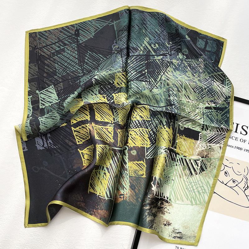 Checkered Graffiti 100% mulberry Silk Scarf/Silk head scarf/Silk hair scarf/Silk neck scarf/Mother's Day Gifts/Bag Accessory/Gift for her