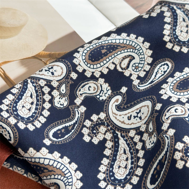Double Crepe Silk Paisley Design Scarf 65cm Mulberry Silk Spring Summer Fashion Shawl