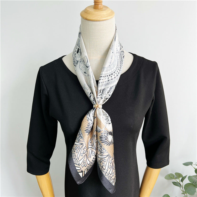 26'' Green Scepter Mulberry Silk Scarf – Elegant Square Silk Shawl for Women, Royal-Inspired Luxury Accessory