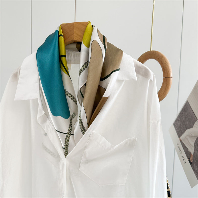 26'' Graffiti Mulberry Silk Scarf – Artistic & Bold Square Silk Shawl for Women, Contemporary Design Accessory