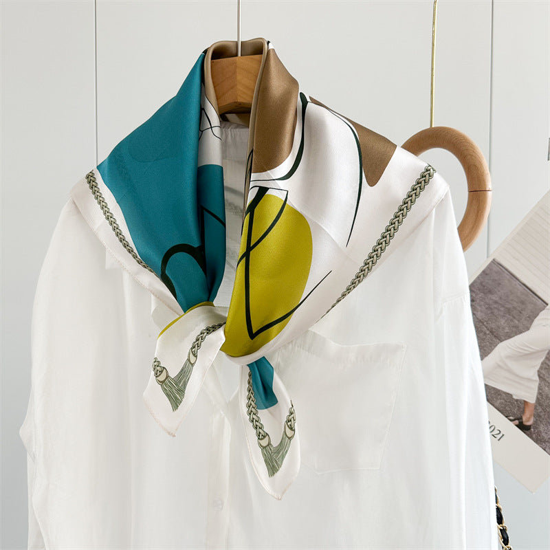 26'' Graffiti Mulberry Silk Scarf – Artistic & Bold Square Silk Shawl for Women, Contemporary Design Accessory