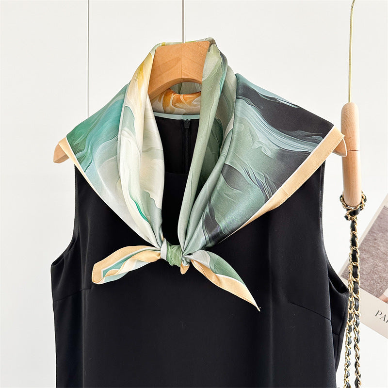 26'' Oil Painting Peony Mulberry Silk Scarf – Elegant Floral Square Silk Shawl for Women, Artistic & Timeless Accessory