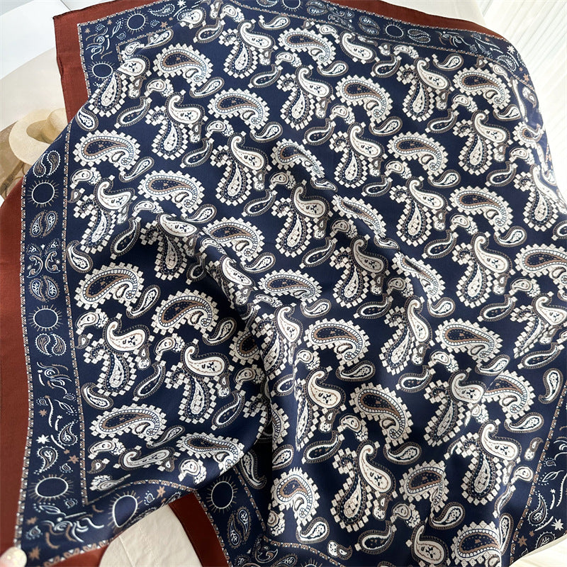 Double Crepe Silk Paisley Design Scarf 65cm Mulberry Silk Spring Summer Fashion Shawl