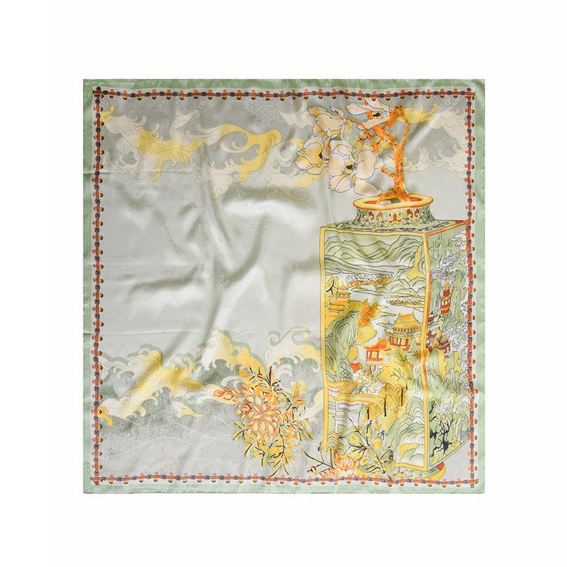 Pink Flora Chic Large Satin Scarf | 90x90cm Bandana | Twill Satin Shawl | Perfect Gift for Her, Mother's Day