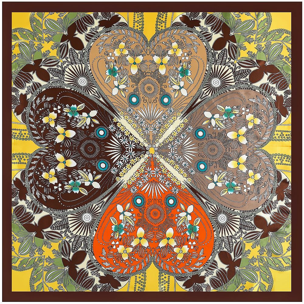 Four Leaf Clover Print Fashion Large Satin Scarf | 90x90cm Bandana | Twill Satin Shawl | Perfect Gift for Her, Mother's Day