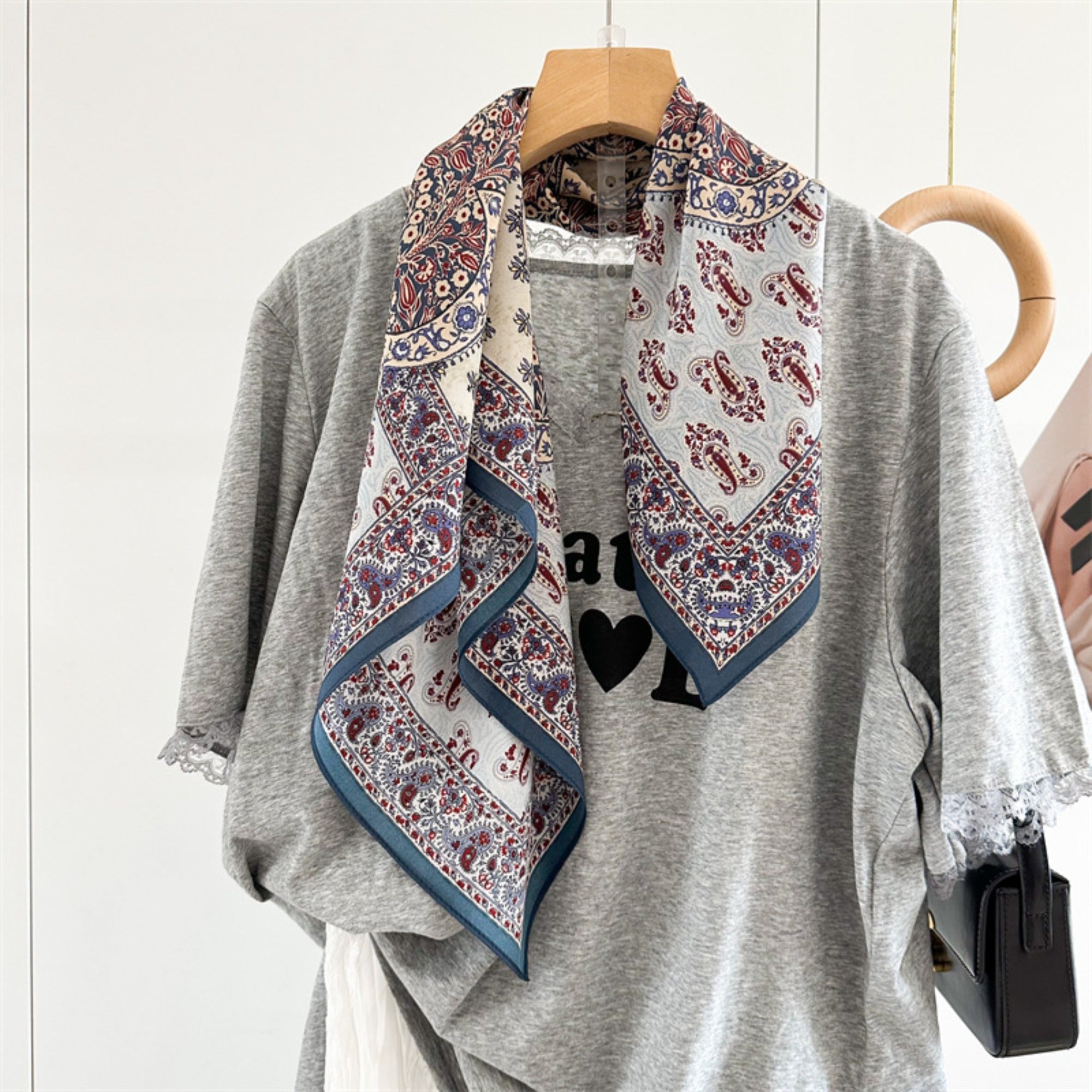 26'' Tree of Happiness Mulberry Silk Scarf – Elegant Square Silk Shawl for Women, Meaningful Nature-Inspired Accessory