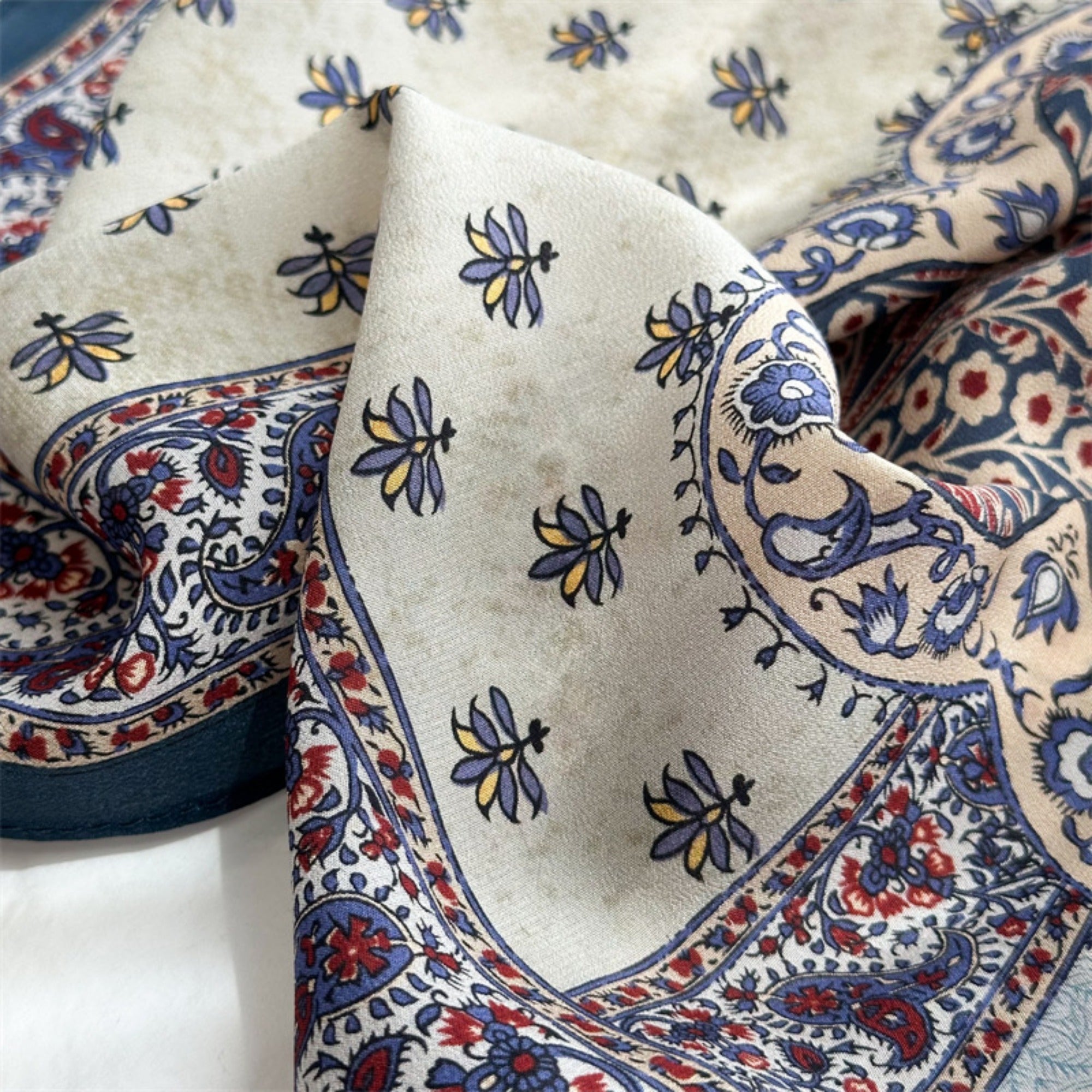 26'' Tree of Happiness Mulberry Silk Scarf – Elegant Square Silk Shawl for Women, Meaningful Nature-Inspired Accessory