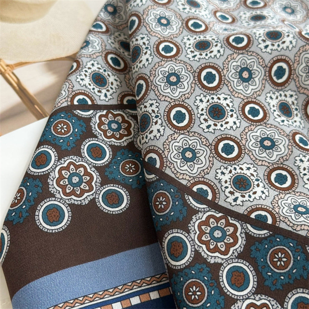 26'' Blue Polka Dot Mulberry Silk Scarf – Old Money Style Square Silk Shawl for Women, Elegant & Timeless Accessory