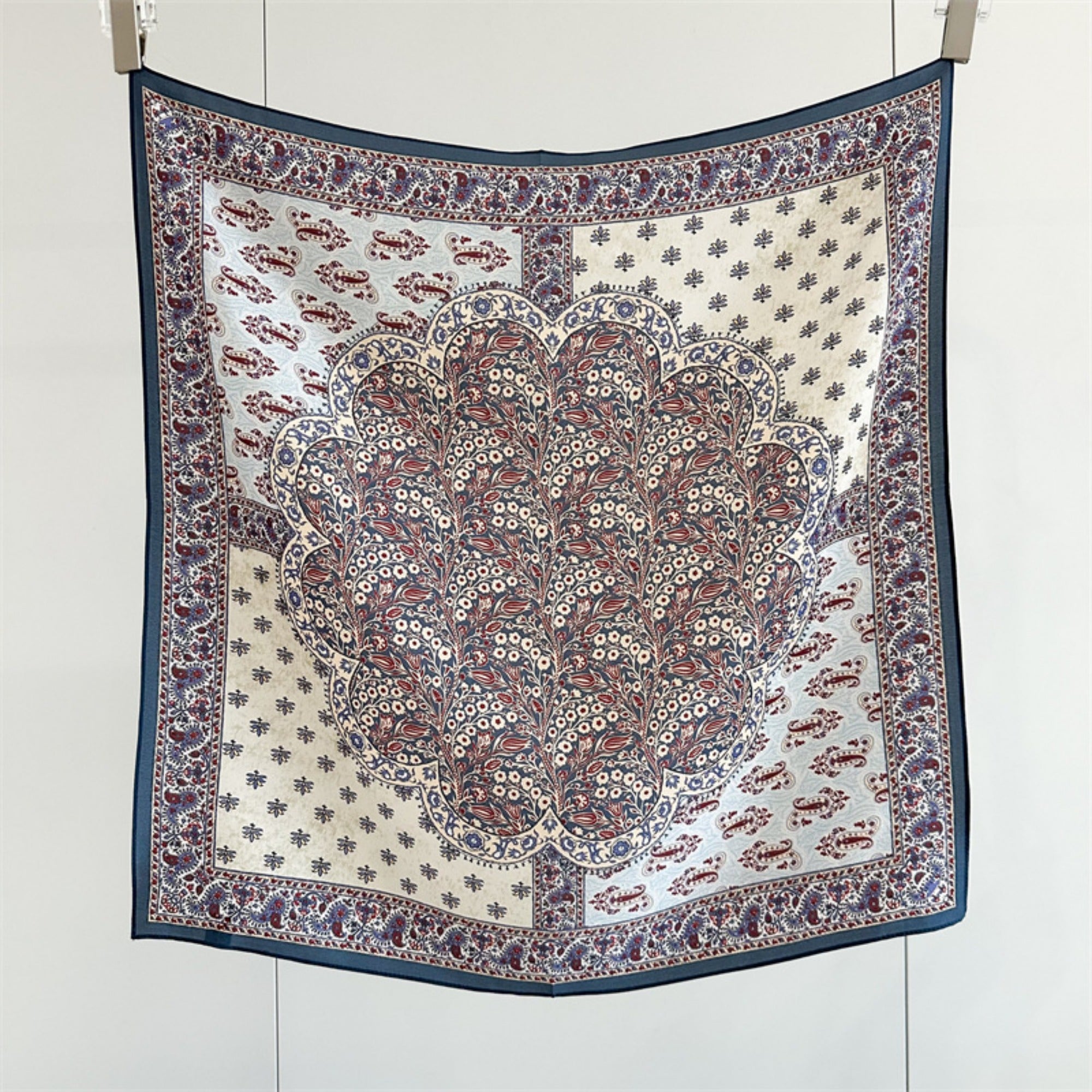 26'' Tree of Happiness Mulberry Silk Scarf – Elegant Square Silk Shawl for Women, Meaningful Nature-Inspired Accessory