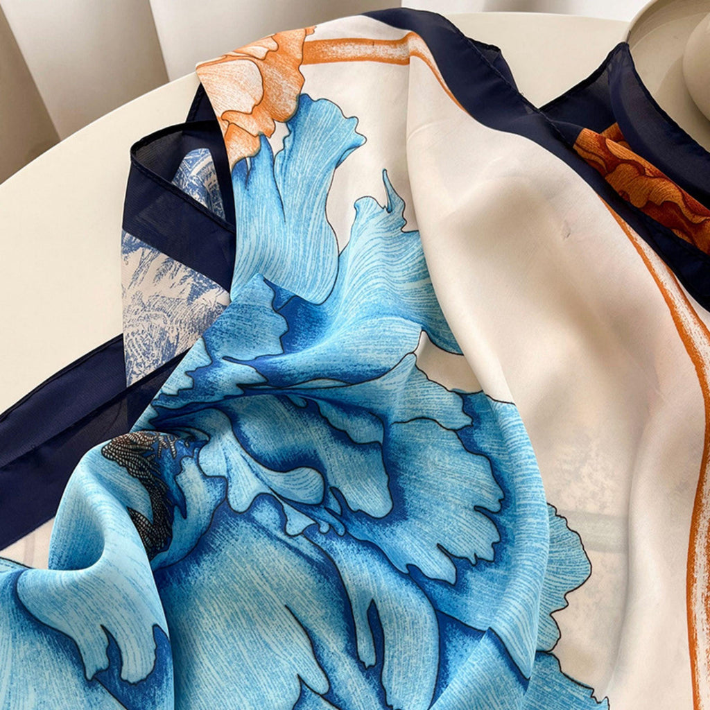 Watercolour Pattern Chic Large Satin Scarf | 90x90cm Bandana | Twill Satin Shawl | Perfect Gift for Her, Mother's Day