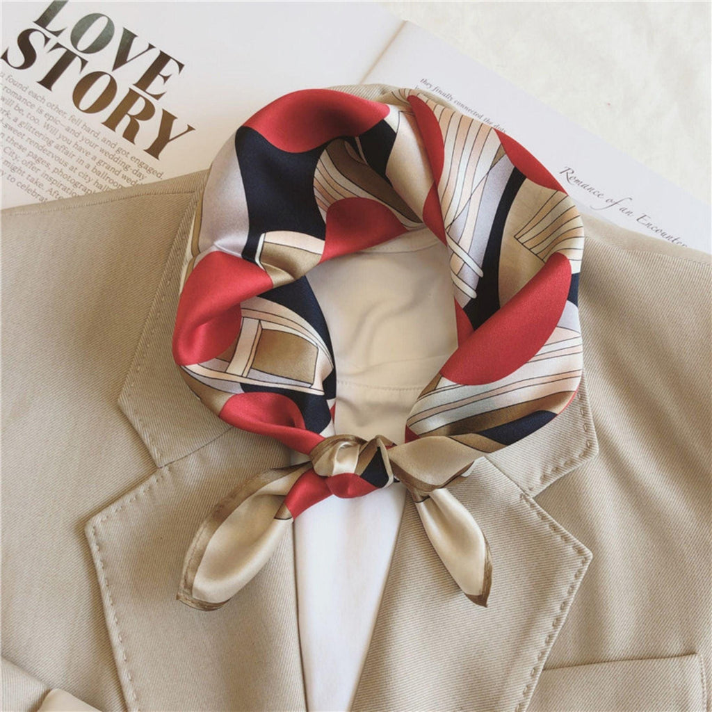 Red polka dot print 100% mulberry Silk Scarf/Silk head scarf/Silk hair scarf/Silk neck scarf/Mother's Day Gifts/Bag Accessory/Gift for her