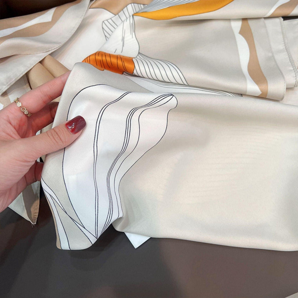 Yellow Flora Chic Large Satin Scarf | 90x90cm Bandana | Twill Satin Shawl | Perfect Gift for Her, Mother's Day