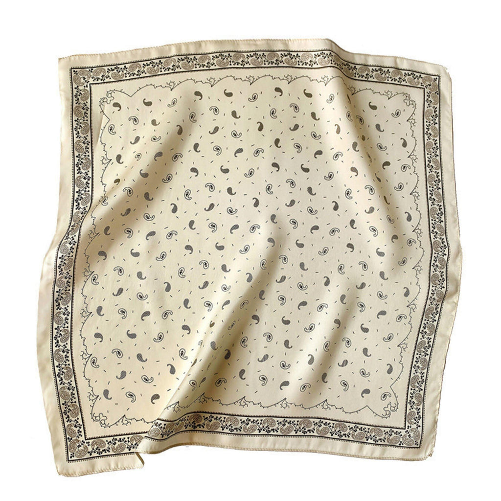 Pale Yellow Paisley Silk Scarf/100% mulberry Silk Scarf/Silk head scarf/Silk hair scarf/Silk neck scarf/Silk bandana/Bag Accessory/Gift for her