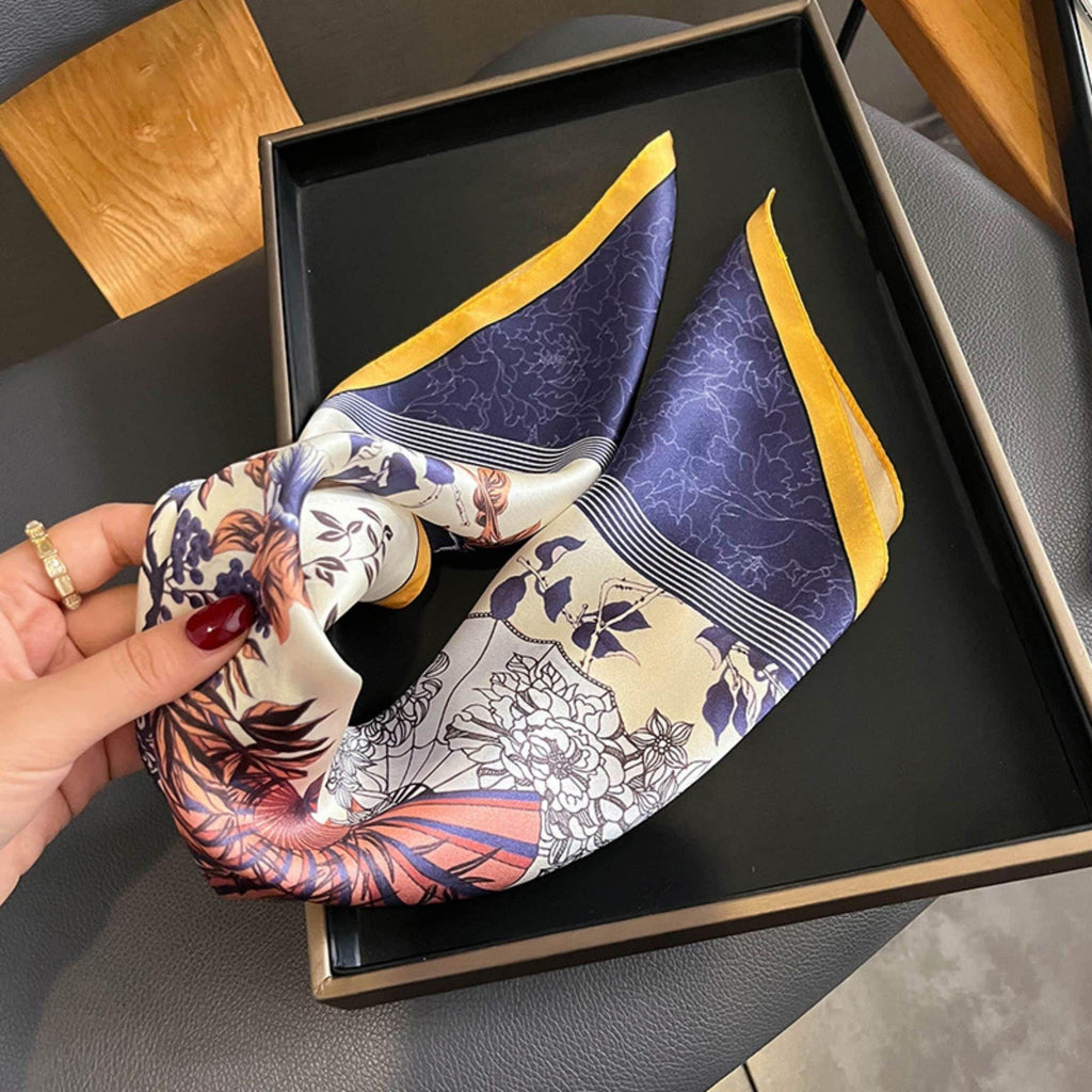 Oriental Aesthetic 100% mulberry Silk Scarf/Silk head scarf/Silk hair scarf/Silk neck scarf/Bag Accessory/Gift for her