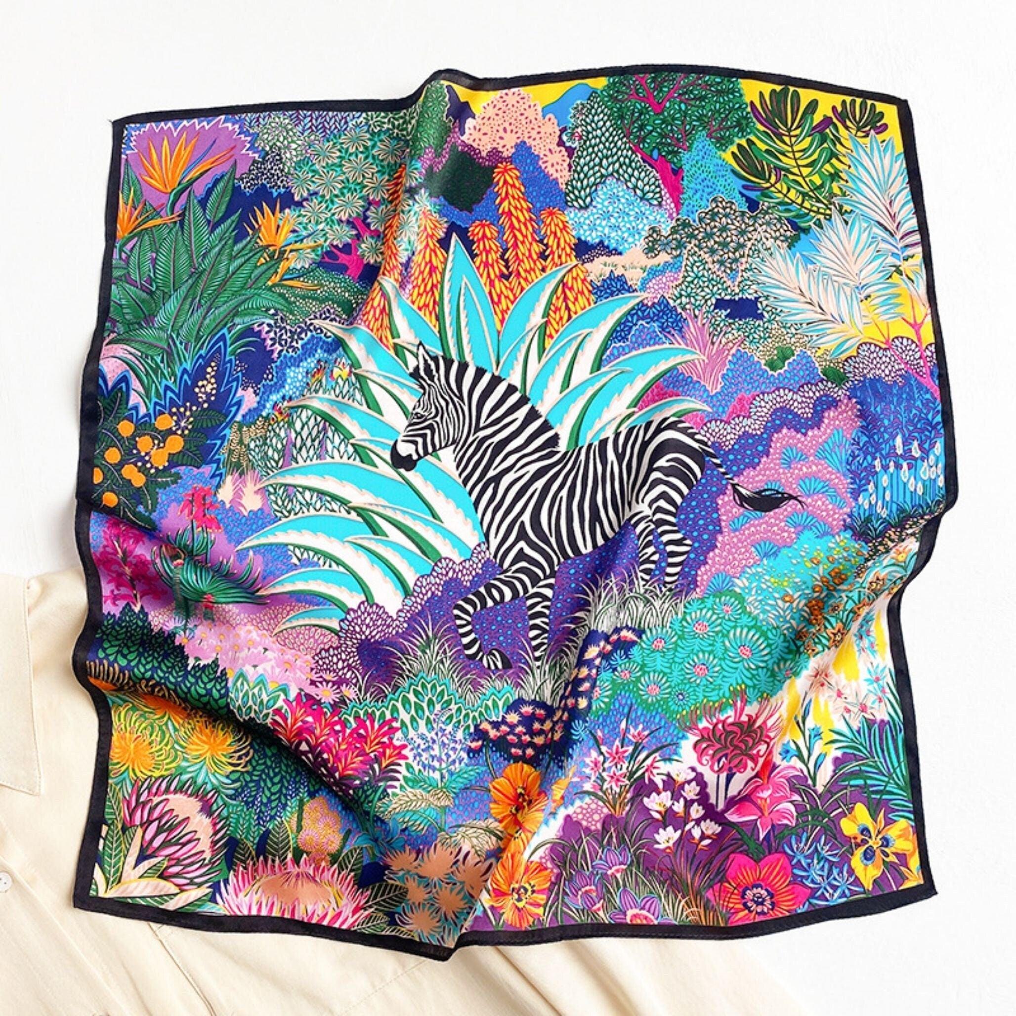 Zebra pattern 100% mulberry Silk Scarf/Silk head scarf/Silk hair scarf/Silk neck scarf/Mother's Day Gifts/Bag Accessory/Gift for her