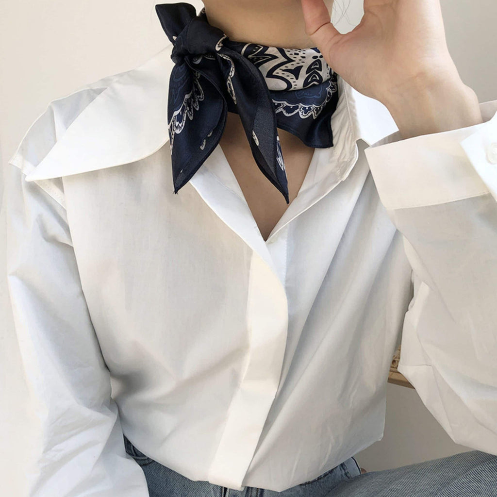 Navy blue Boho 100% mulberry Silk Scarf/Silk head scarf/Silk hair scarf/Silk neck scarf/Silk bandana/Bag Accessory/Gift for her/Navy blue