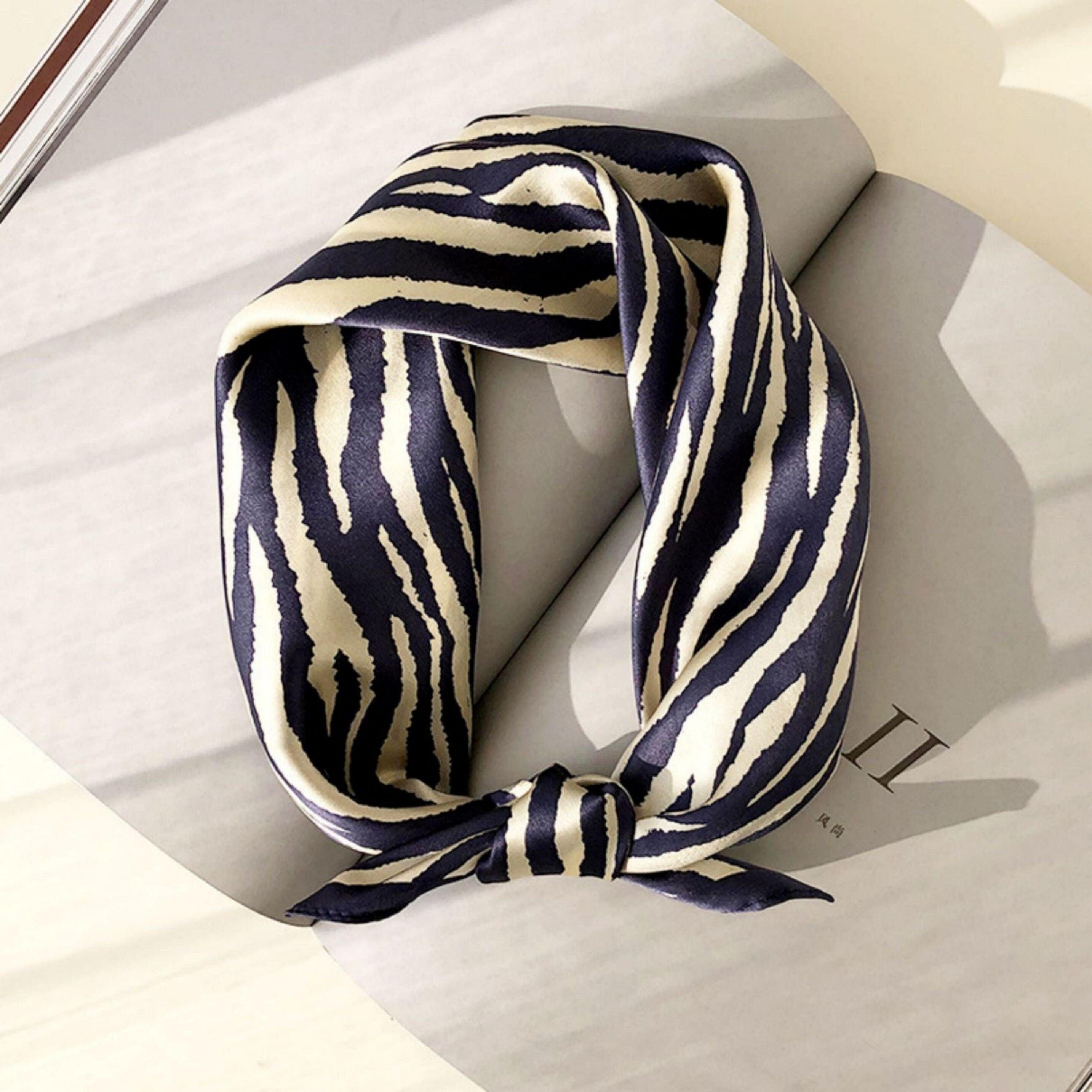 Zebra stripes 100% mulberry Silk Scarf/Silk head scarf/Silk hair scarf/Silk neck scarf/Mother's Day Gifts/Bag Accessory/Gift for her