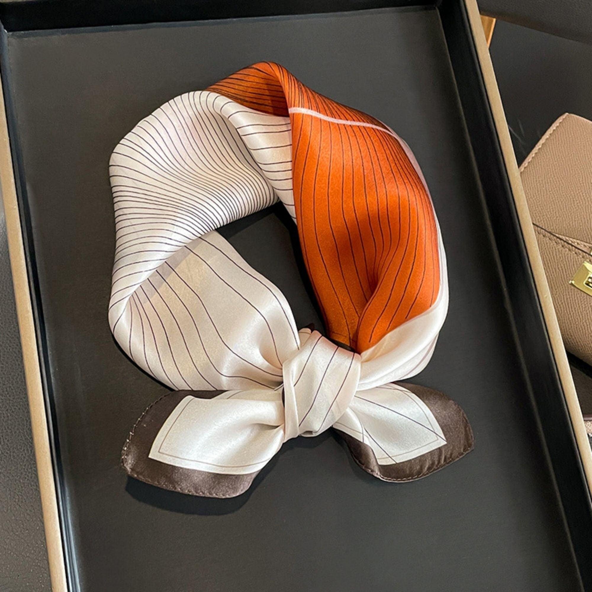 Striped Pattern Silk Scarf/100% mulberry Silk Scarf/Silk hair scarf/Silk neck scarf/Silk bandana/Bag Accessory/Gift for her