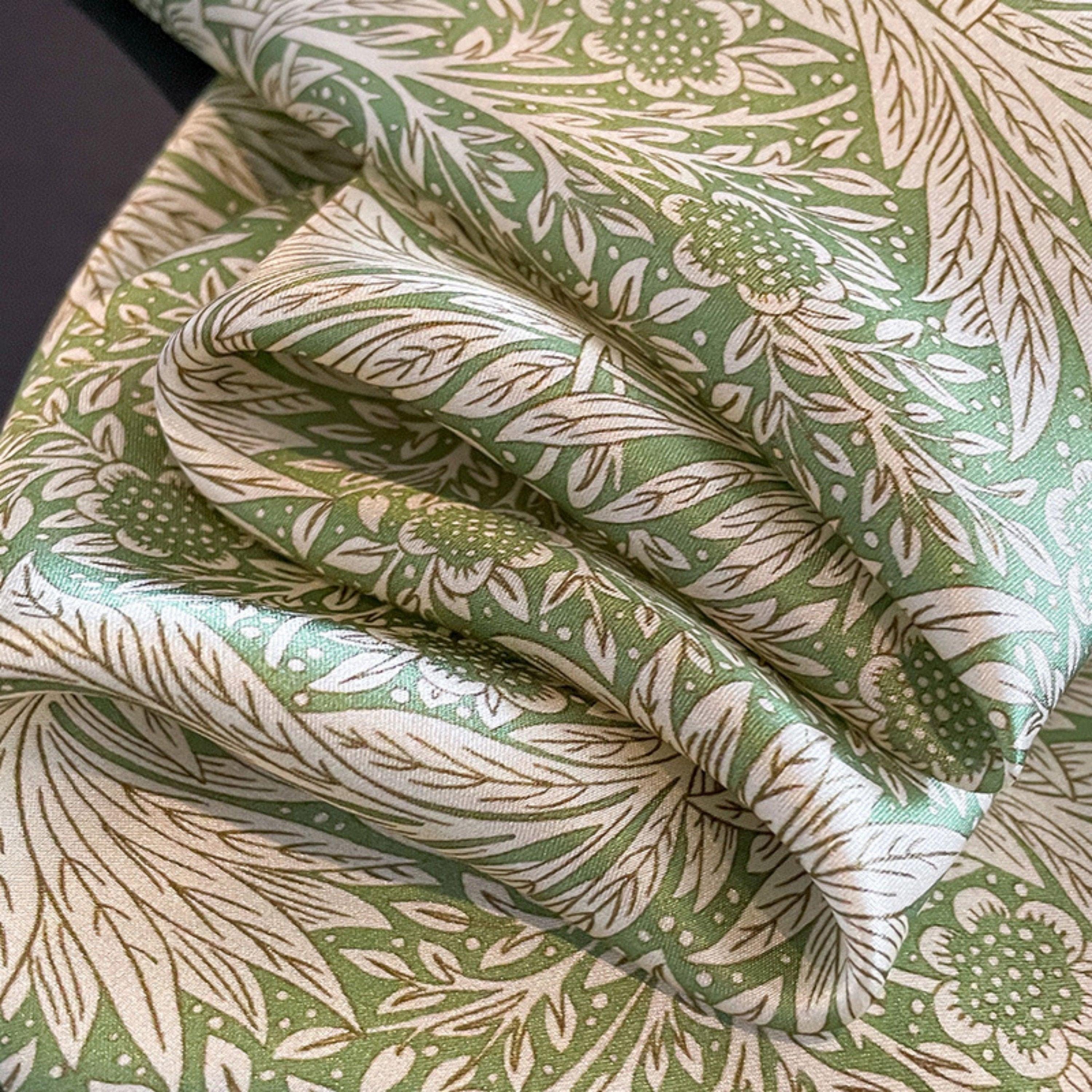 Green Floral Silk Scarf/100% mulberry Silk Scarf/Silk head scarf/Silk hair scarf/Silk neck scarf/Silk bandana/Bag Accessory/Gift for her